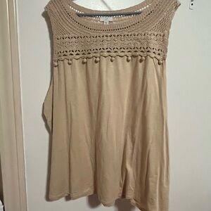 J Jill size 3x Women's Beige Crochet Tany with Pom poms